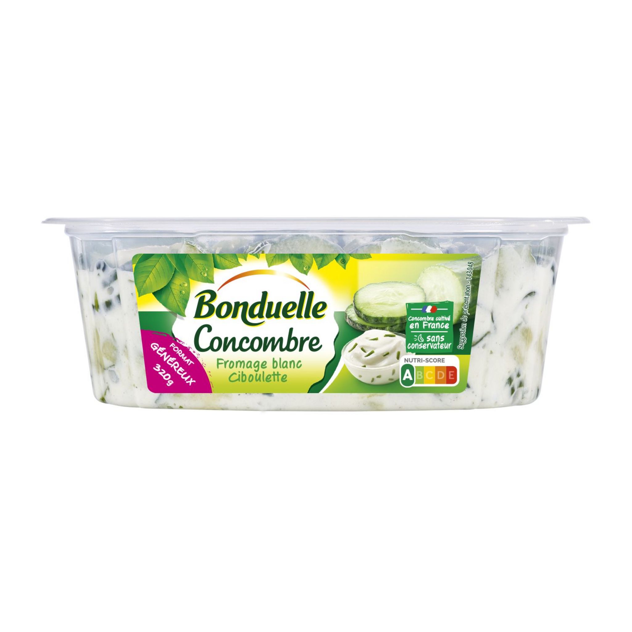 Voir la diapositive 2 : BONDUELLE Concombre au fromage blanc ciboulette 320g