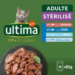 ULTIMA Sachets repas pâtée aux poissons pour chat stérilisé 4s85g
