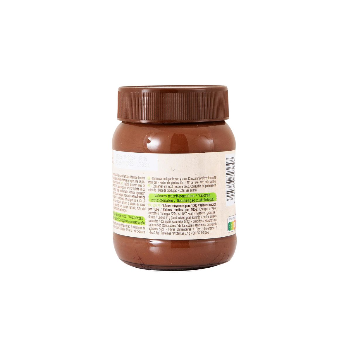 AUCHAN BIO Pâte à tartiner au cacao et noisettes 400g