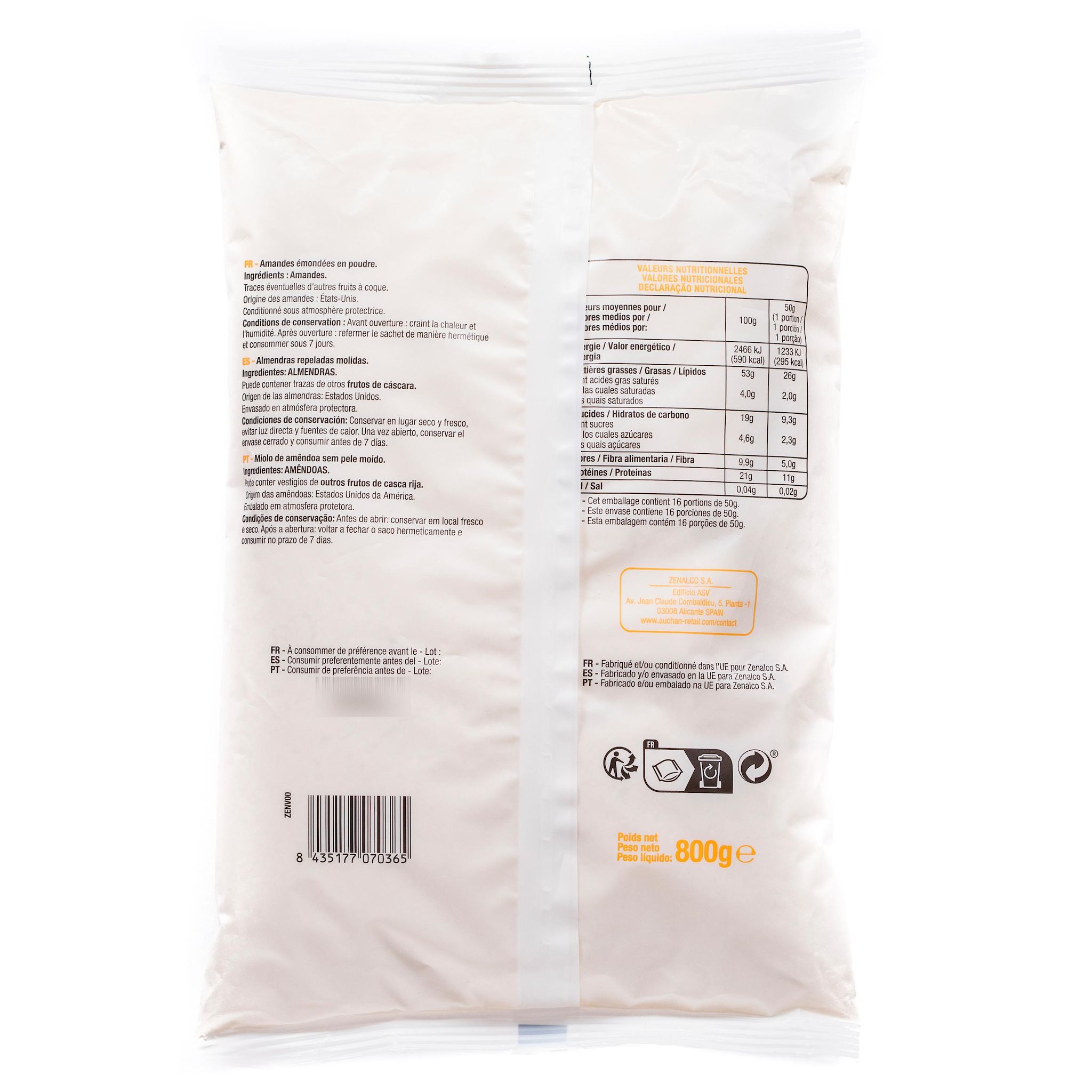 Voir la diapositive 2 : POUCE Amandes en poudre 800g