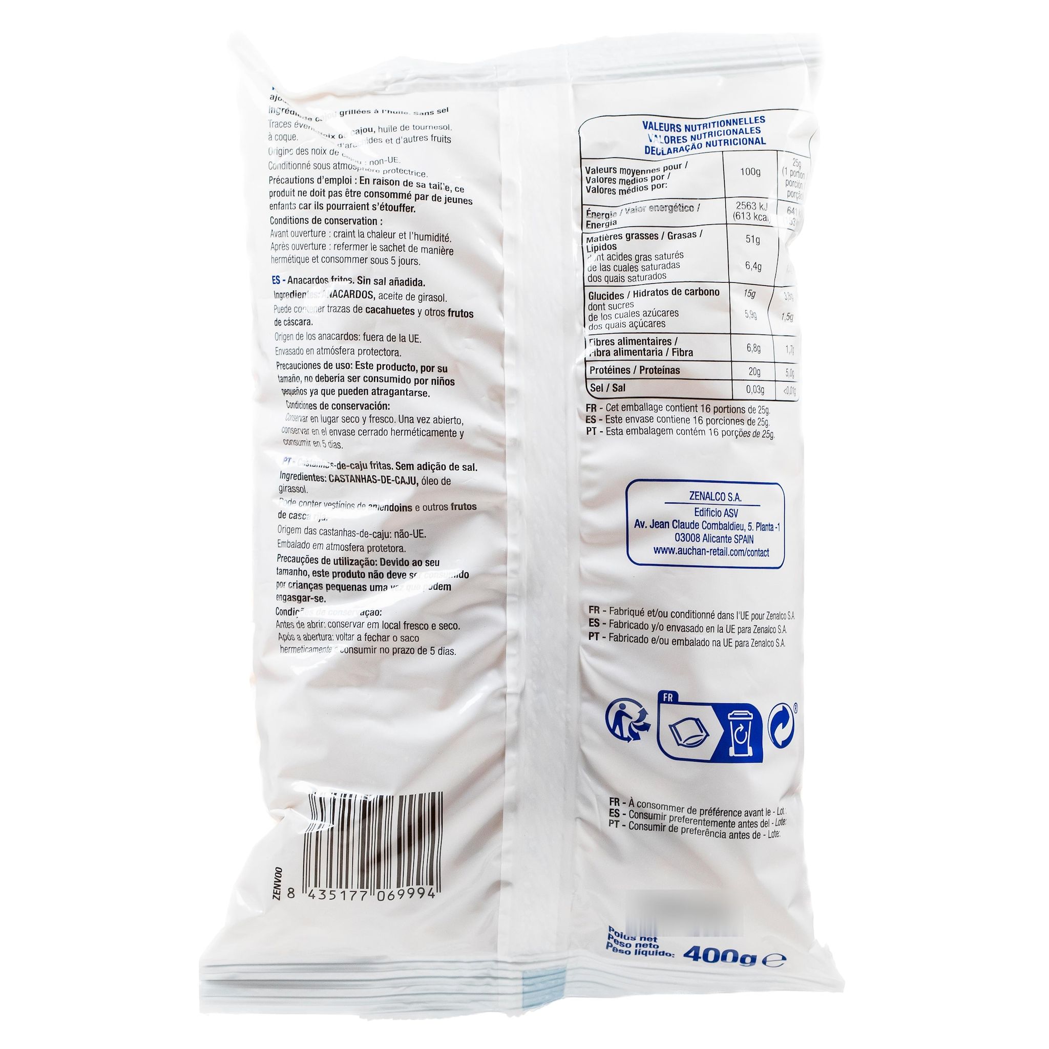 Voir la diapositive 2 : POUCE Noix de cajou grillées 400g