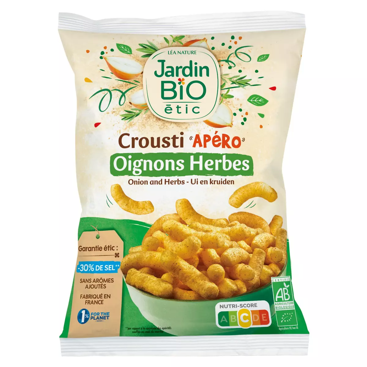 JARDIN BIO ETIC Biscuits soufflés oignons et herbes Crousti Apéro 85g
