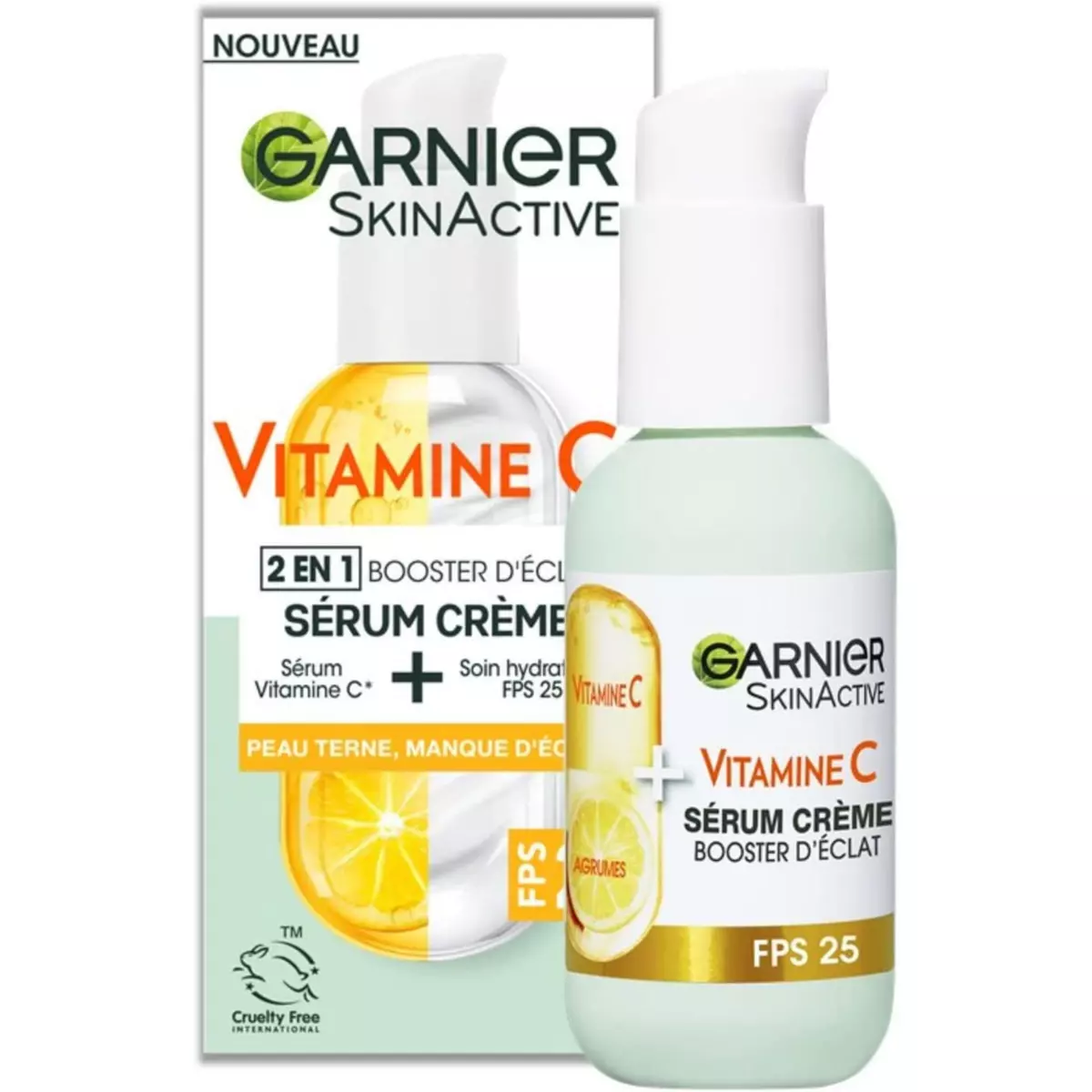GARNIER Skin Active Sérum Crème booster s'éclat 2en1 50ml