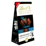 LINDT Excellence carrés dégustation chocolat noir 70%, noir fleur de sel et lait 28 pièces 154g