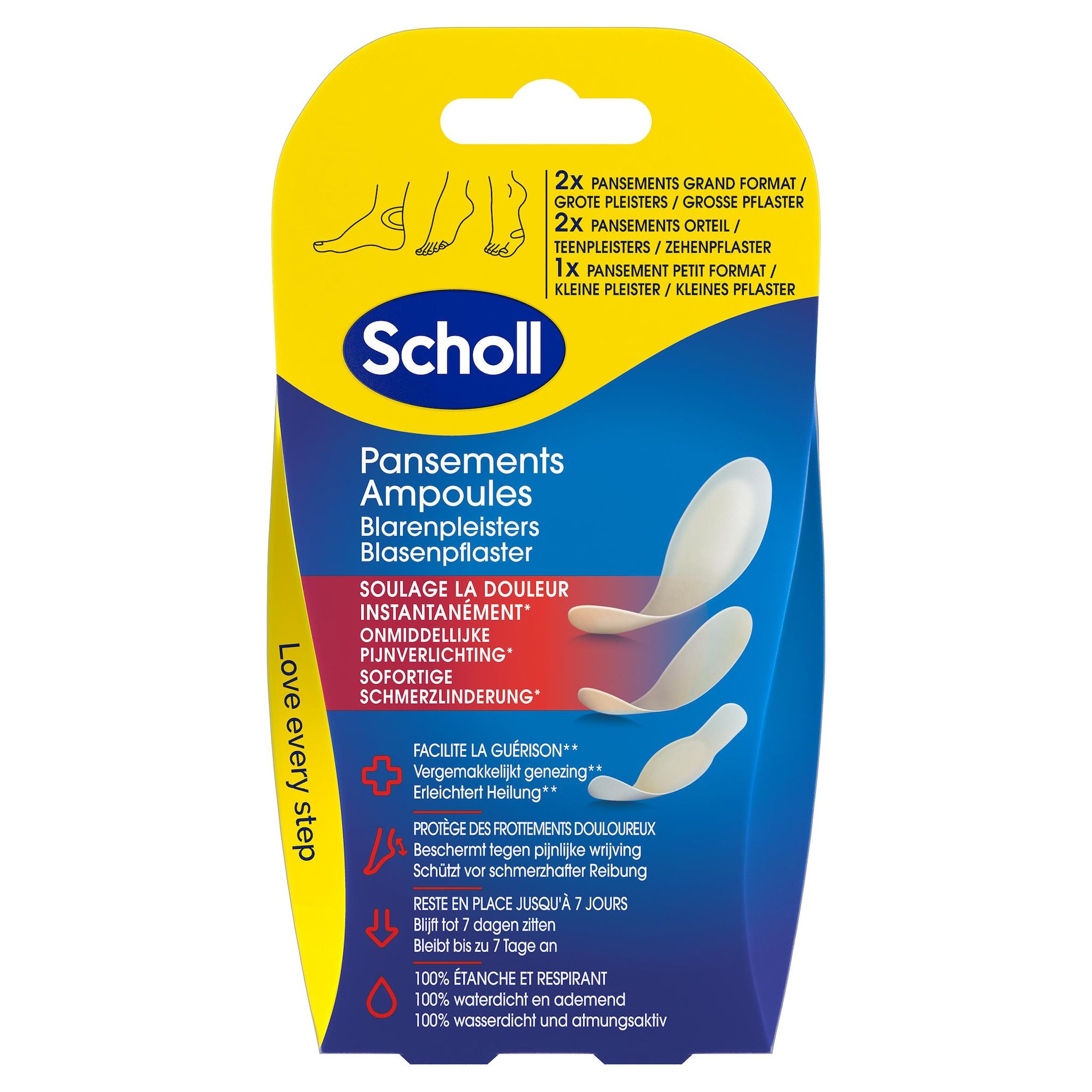 Voir la diapositive 2 : SCHOLL Pansements ampoules 3 tailles 5 pansements