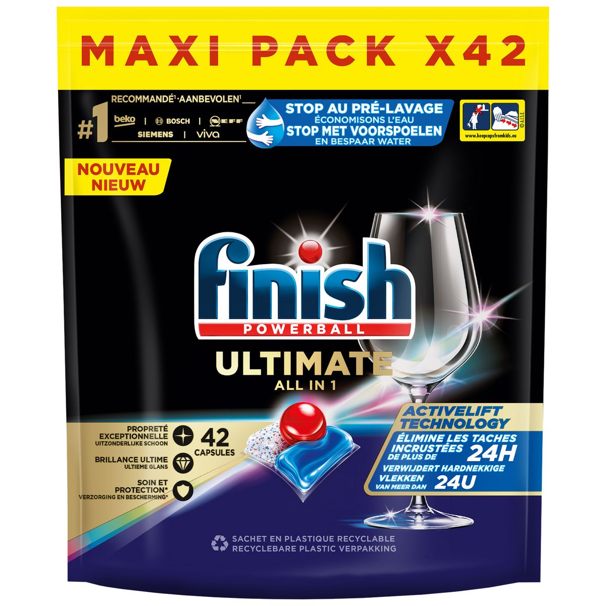 FINISH Powerball ultimate tablettes lave-vaisselle tout-en-1 42 tablettes