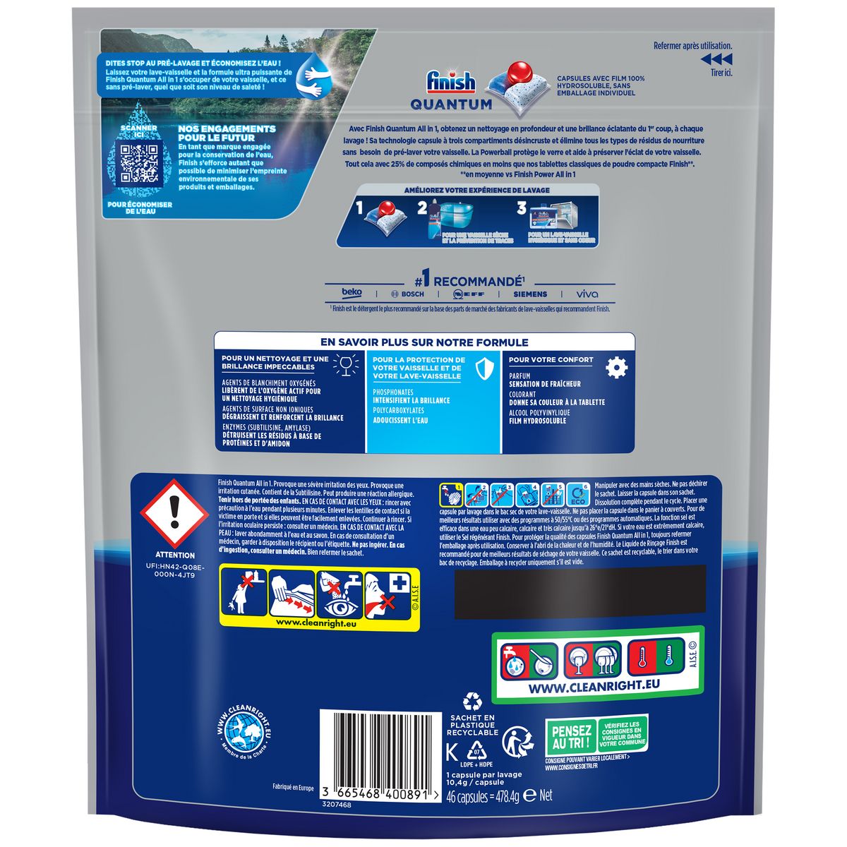 FINISH Quantum tablettes pour lave vaisselle tout en 1 46 capsules