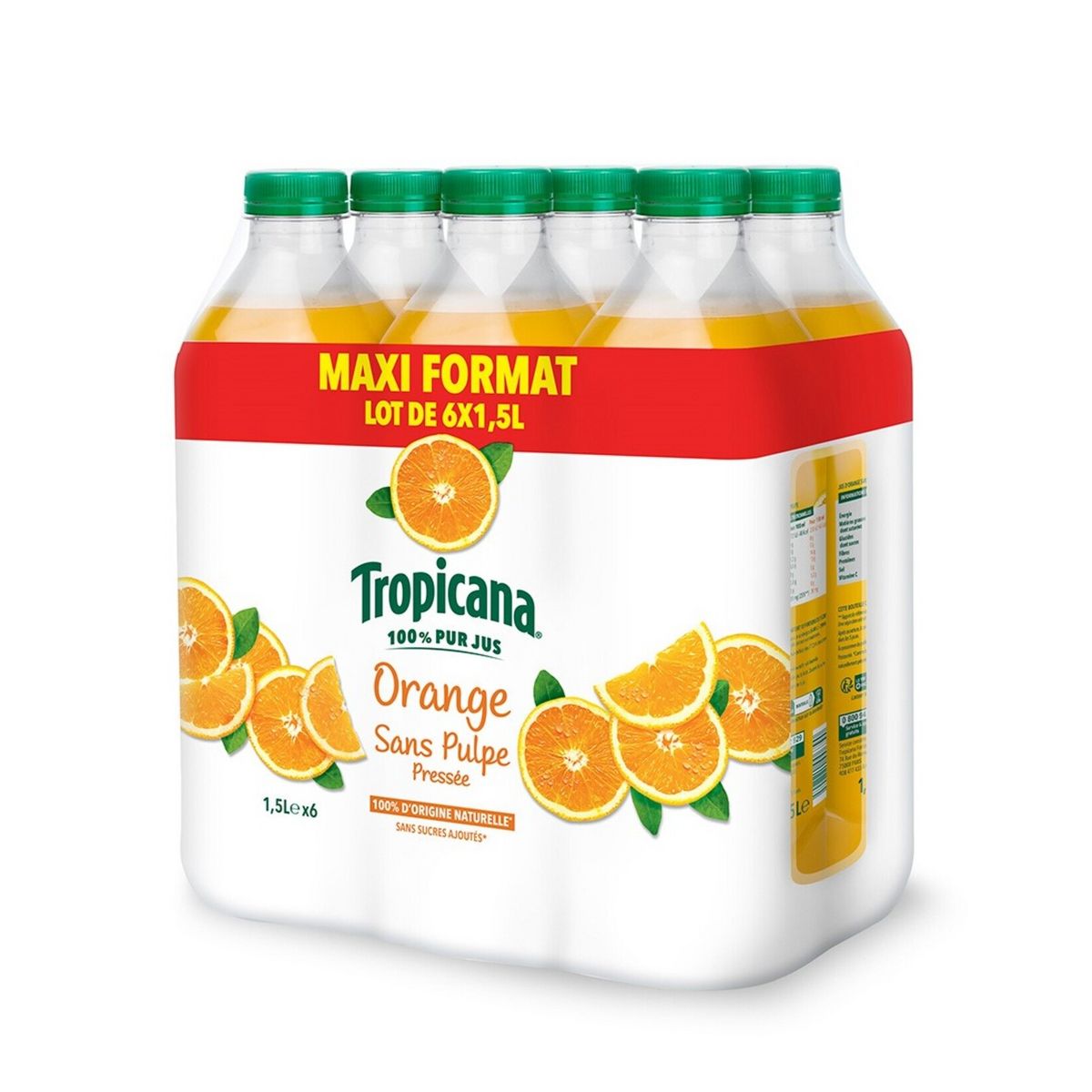 TROPICANA Jus d'orange sans pulpe 6x1.5l