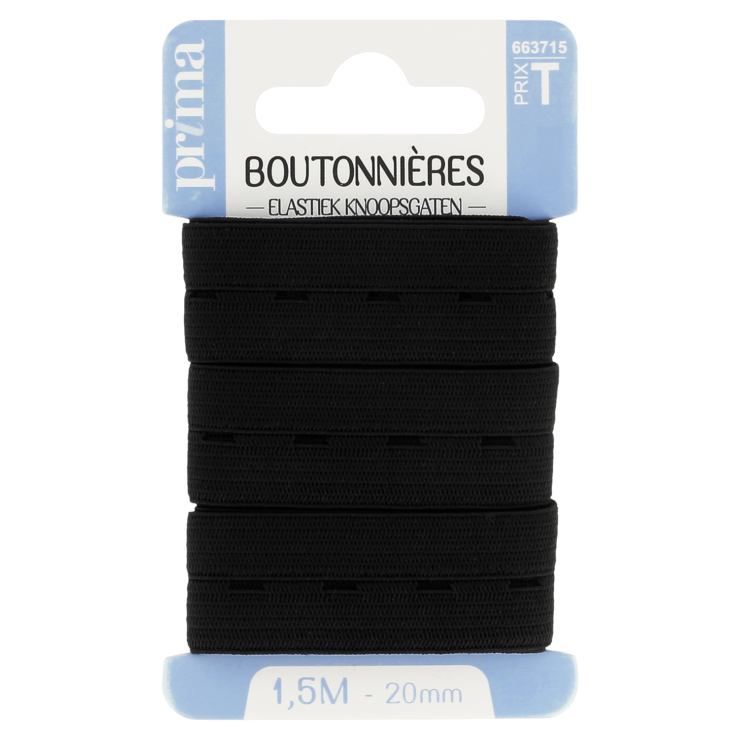 Voir la diapositive 2 : PRIMA Elastique boutonnières 1m x 20mm x1