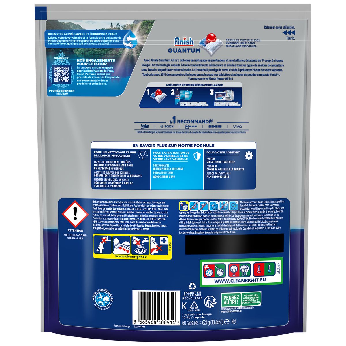 FINISH Powerball quantum tablette lave-vaisselle tout en 1 59 capsules