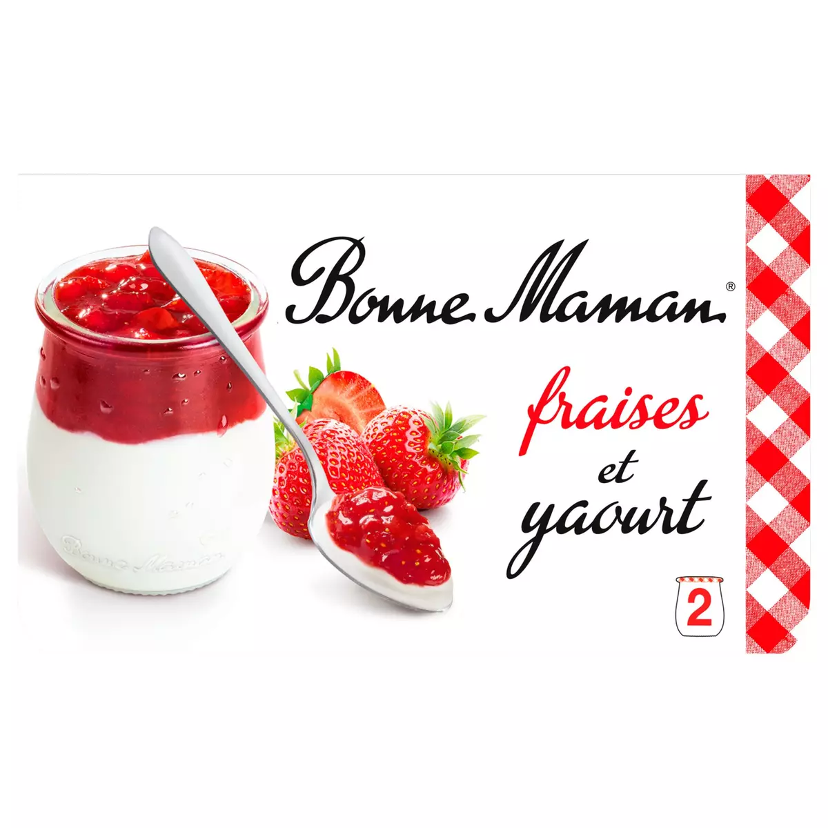 BONNE MAMAN Yaourt surmonté de morceaux de fraises 2x125g pas cher