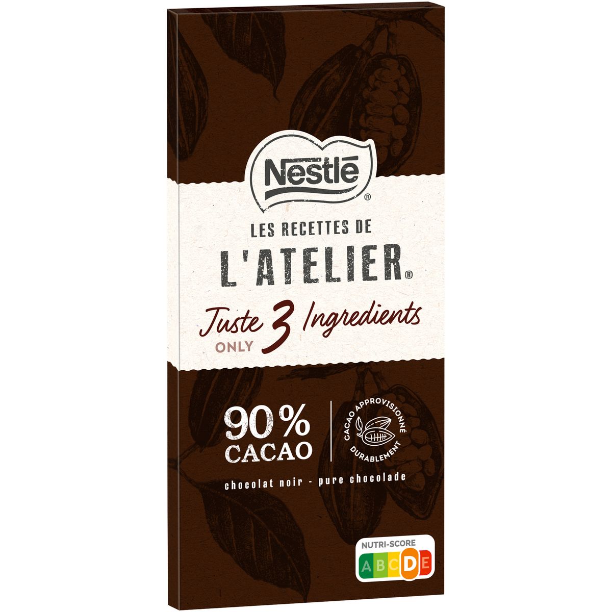 NESTLE Les recettes de l'Atelier tablette de chocolat noir 90% cacao 1 pièce 80g