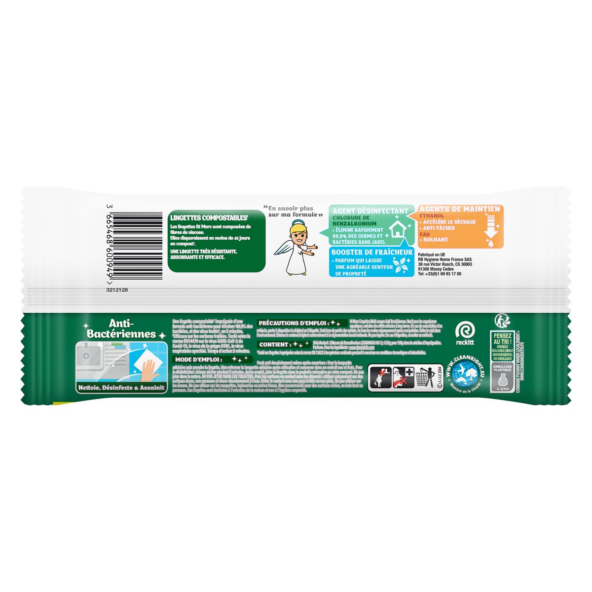 ST MARC Lingettes nettoyantes anti-bactériennes 64 lingettes