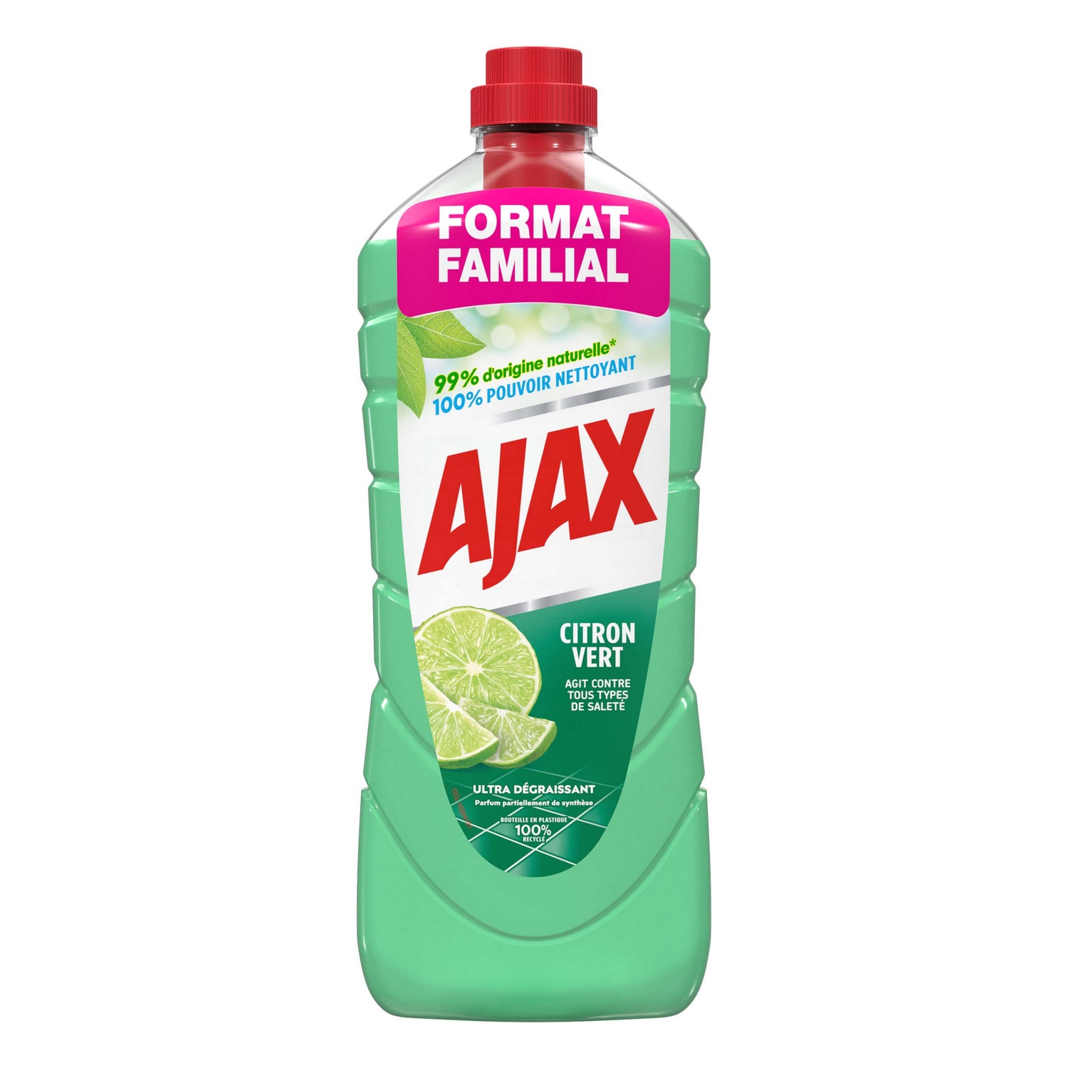 Voir la diapositive 2 : AJAX Nettoyant liquide ménager ultra dégraissant citron vert 1,5l