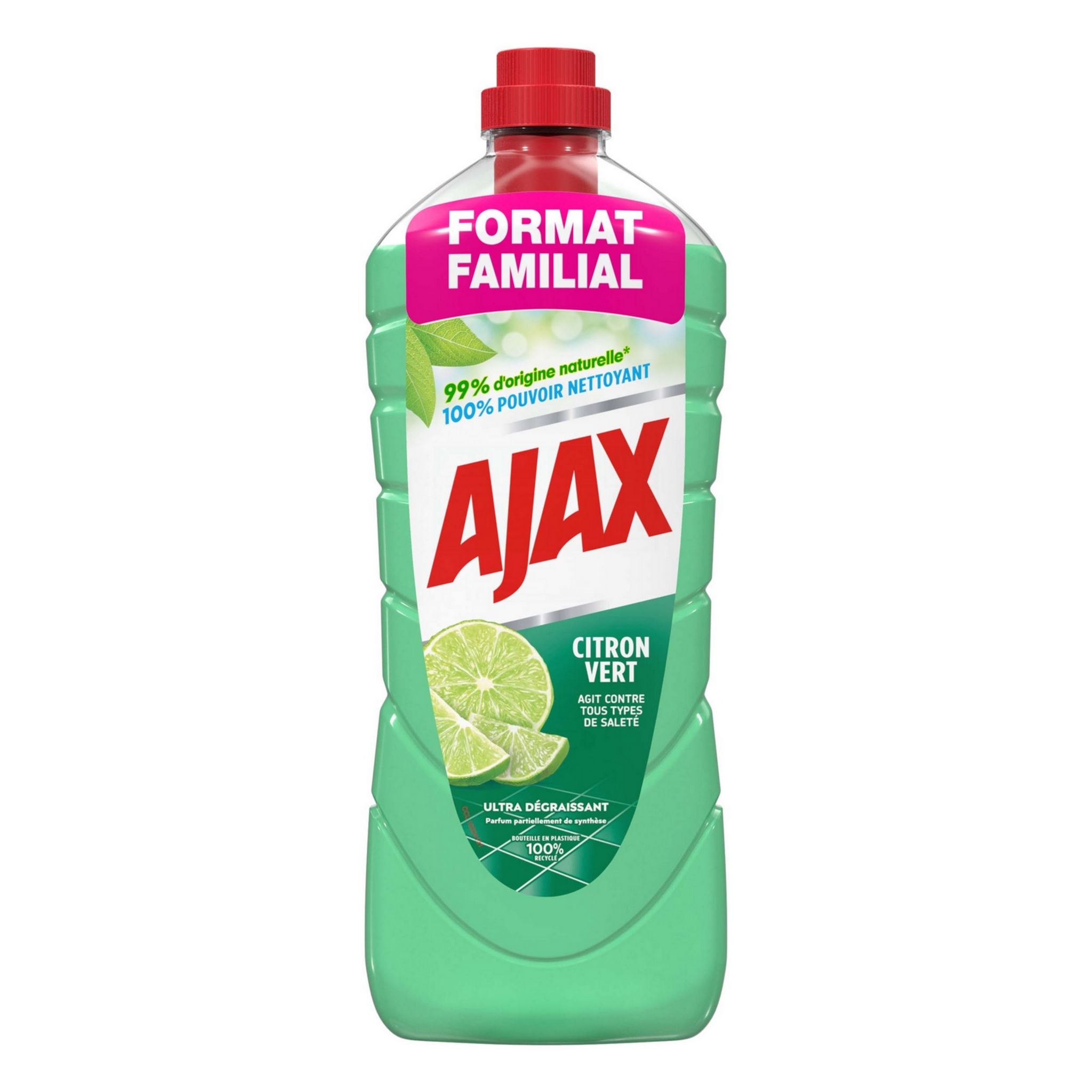 Voir la diapositive 2 : AJAX Nettoyant liquide ménager ultra dégraissant citron vert 1.5l
