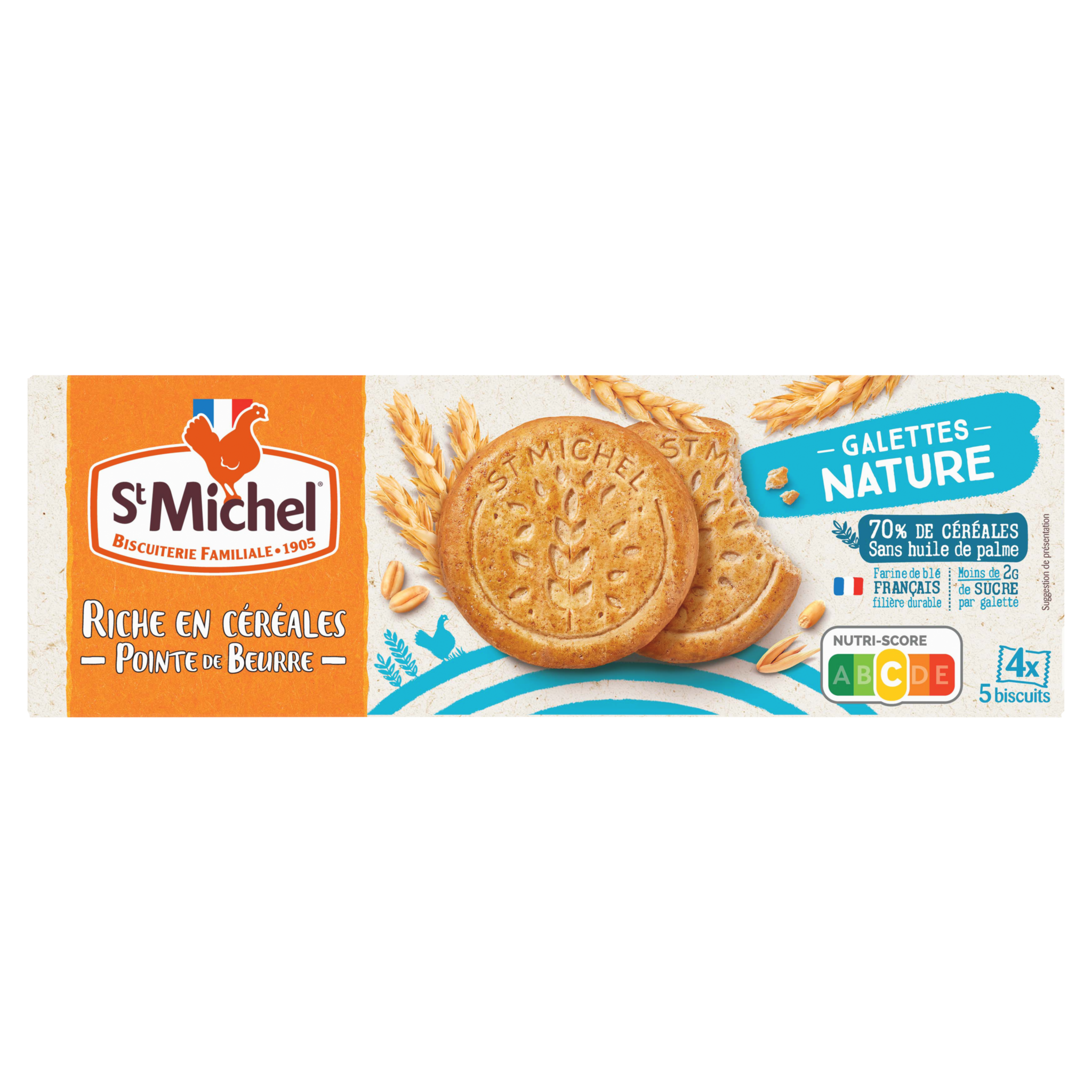 ST MICHEL Galettes nature avec une pointe de beurre 4x5 biscuits 142g