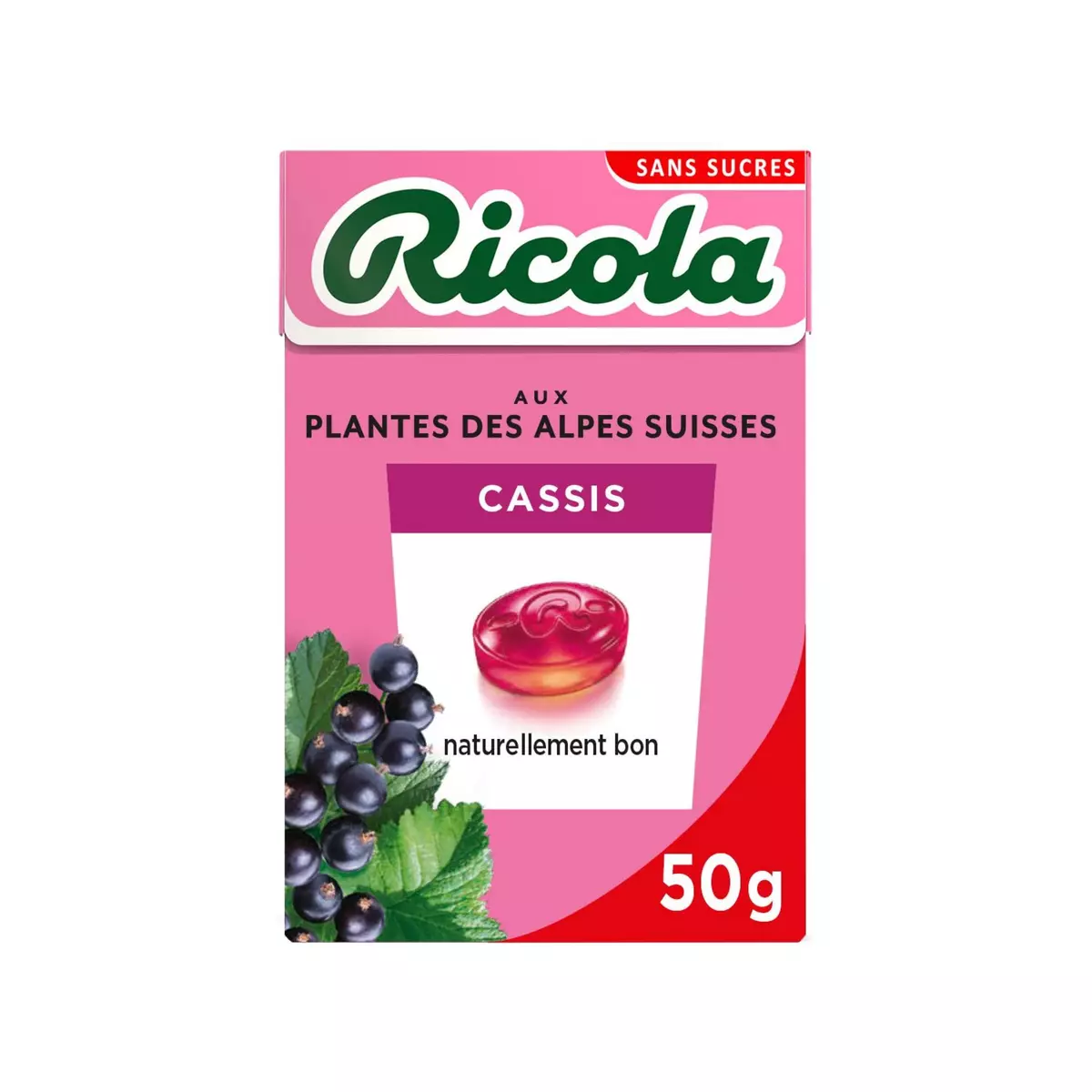 RICOLA Bonbons Suisse aux plantes des Alpes saveur cassis 50g