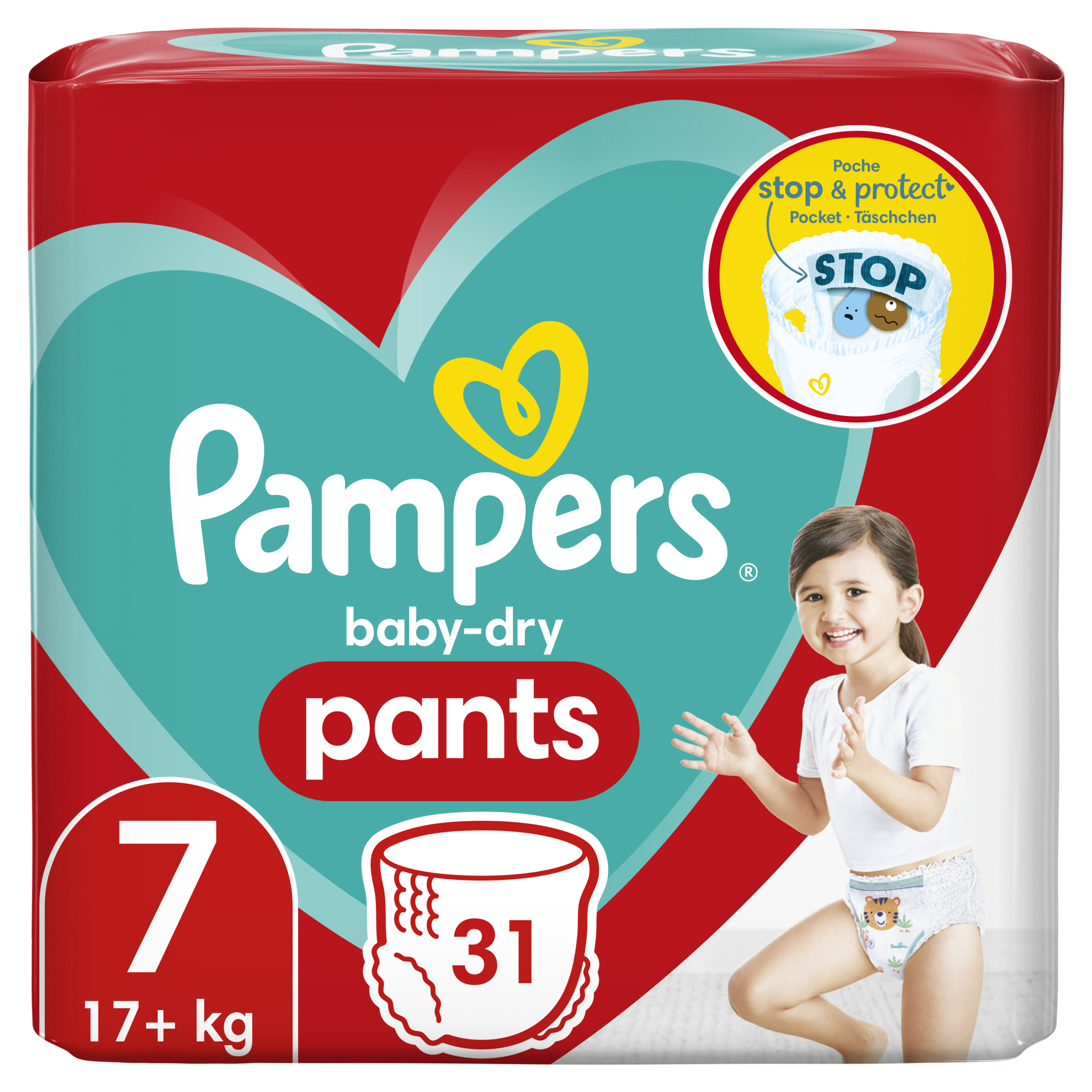 PAMPERS Babydry pants couches culottes taille 7 (+17kg) 31 couches