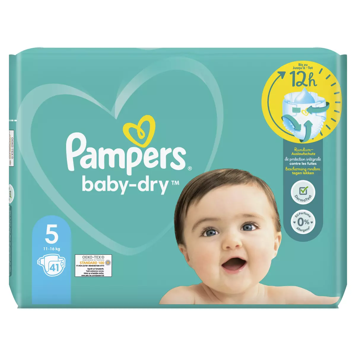 PAMPERS Baby-dry couches taille 5 (11-16kg) 41 couches pas cher