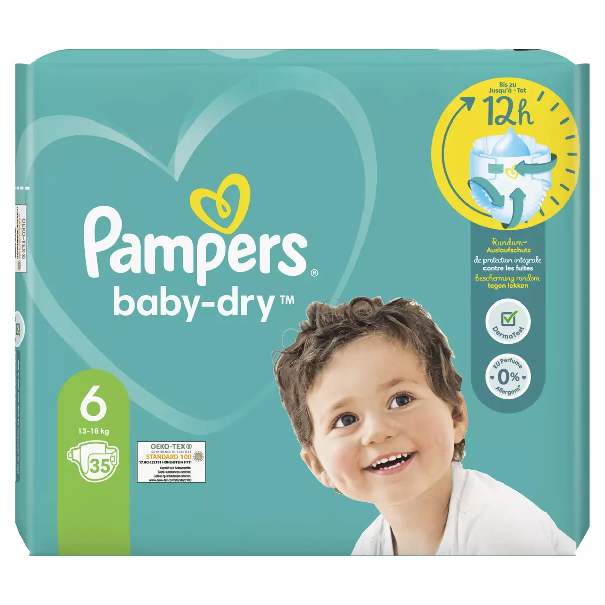 PAMPERS Baby-dry couches taille 6 (13-18kg) jusqu'à 12h de protection 35 couches