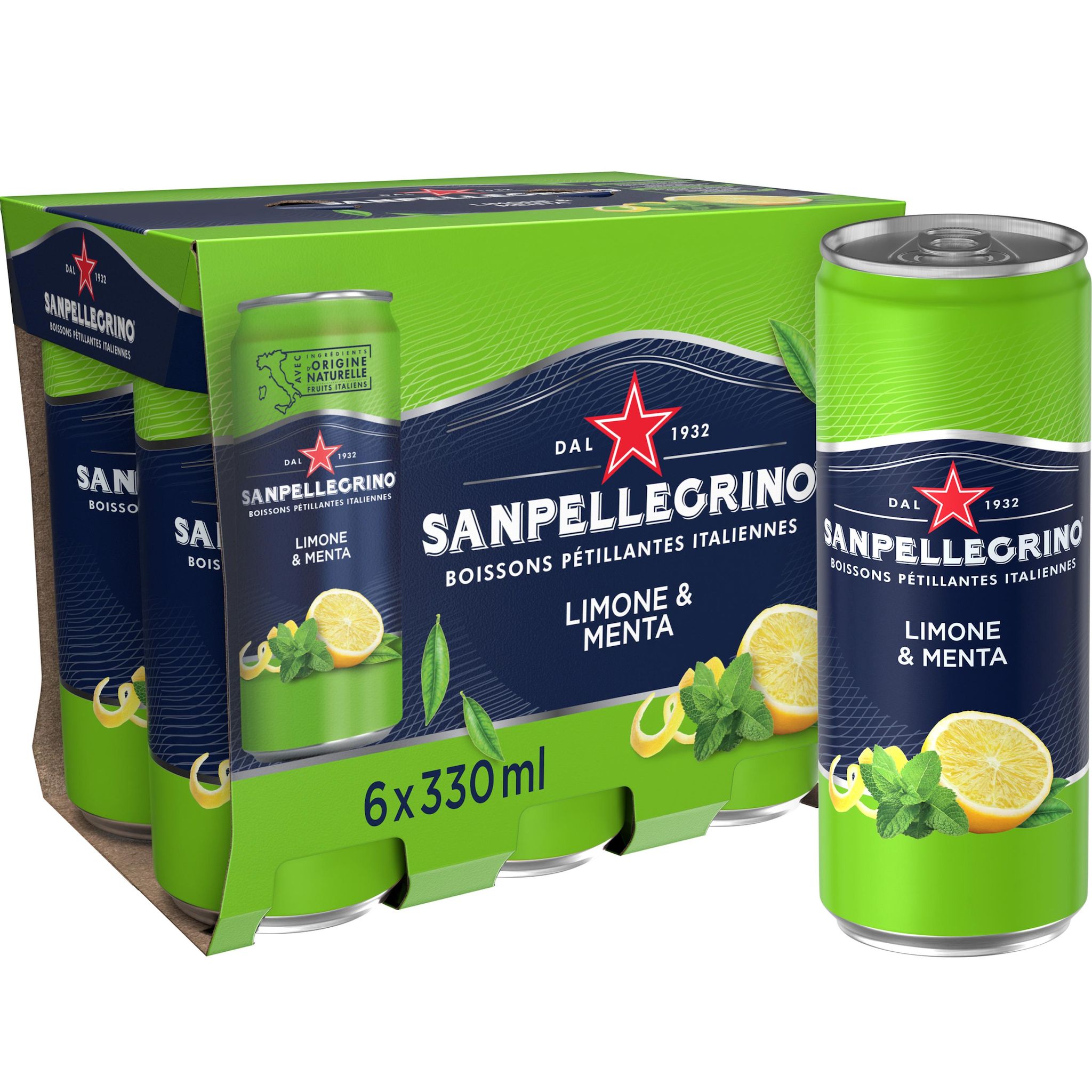 Voir la diapositive 2 : SAN PELLEGRINO Boisson pétillante saveur citron et menthe boîtes 6x33cl