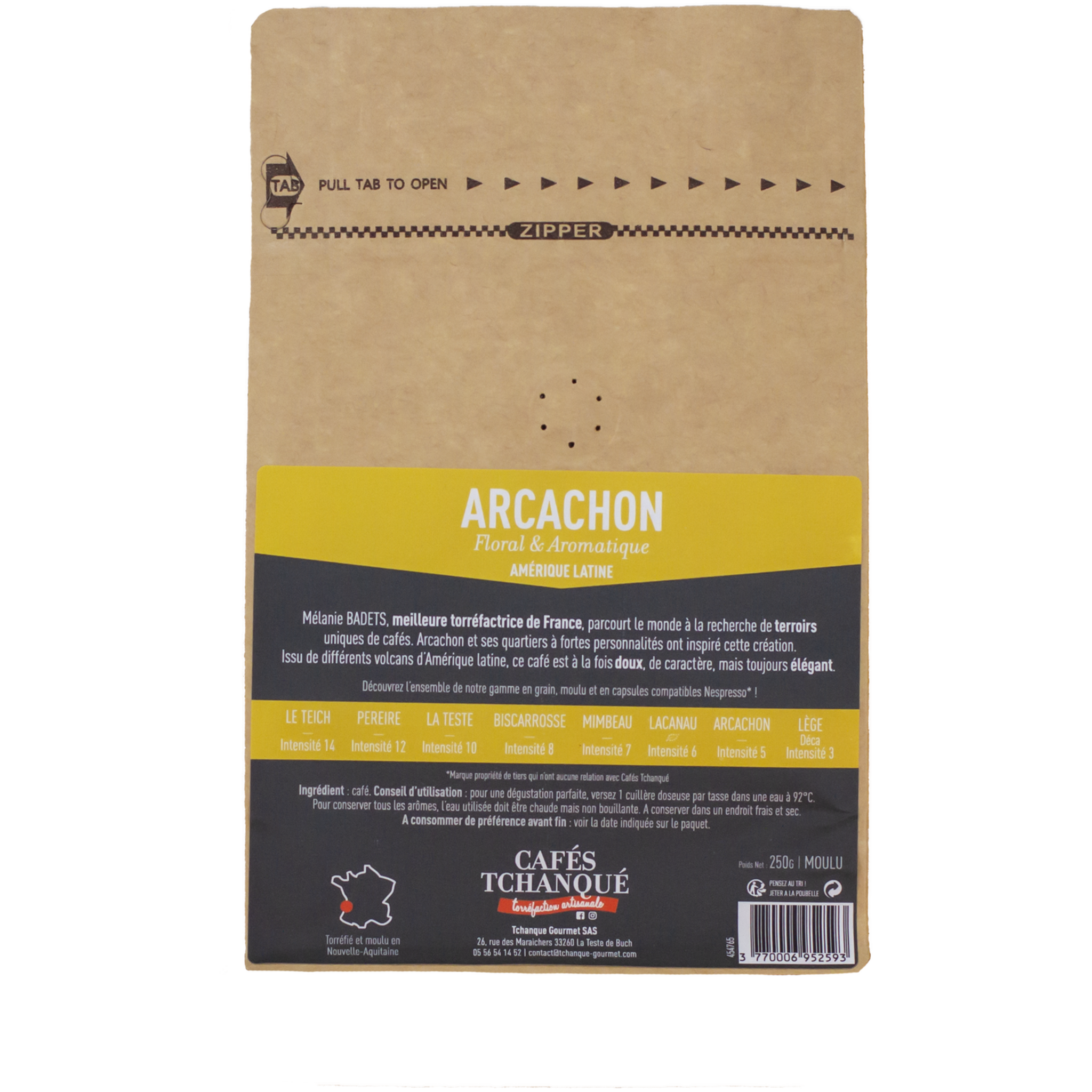 Voir la diapositive 2 : CAFÉS TCHANQUÉ Café moulu Arabica 250g