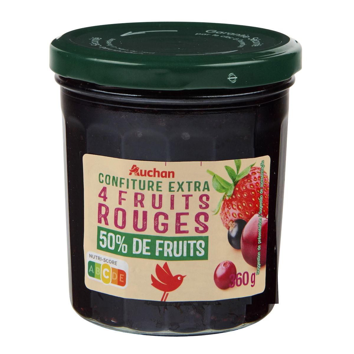 AUCHAN Confiture extra 4 fruits rouges 360g
