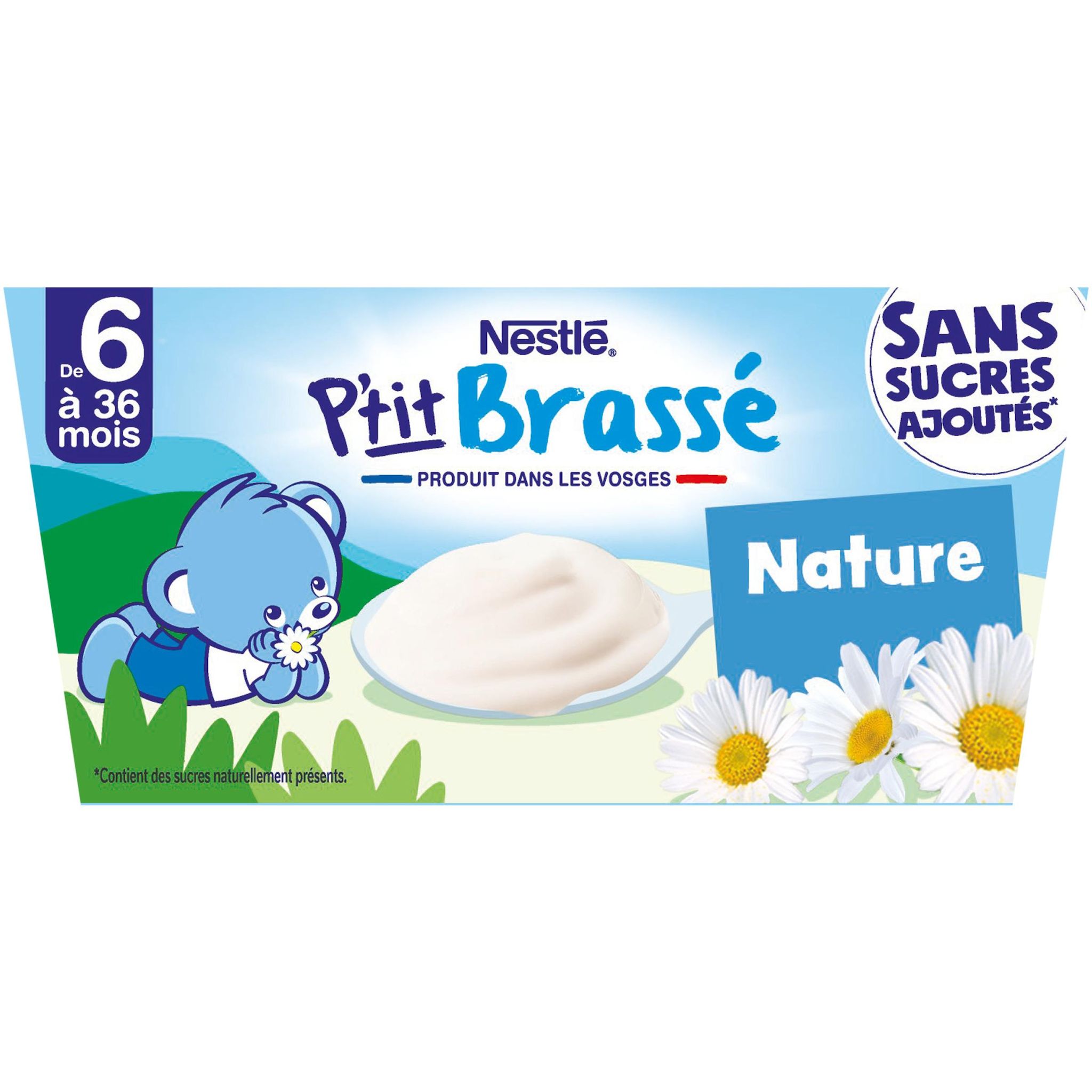 Voir la diapositive 2 : NESTLE P'tit brassé dessert lacté nature sans sucres ajoutés dès 6 mois 4x90g