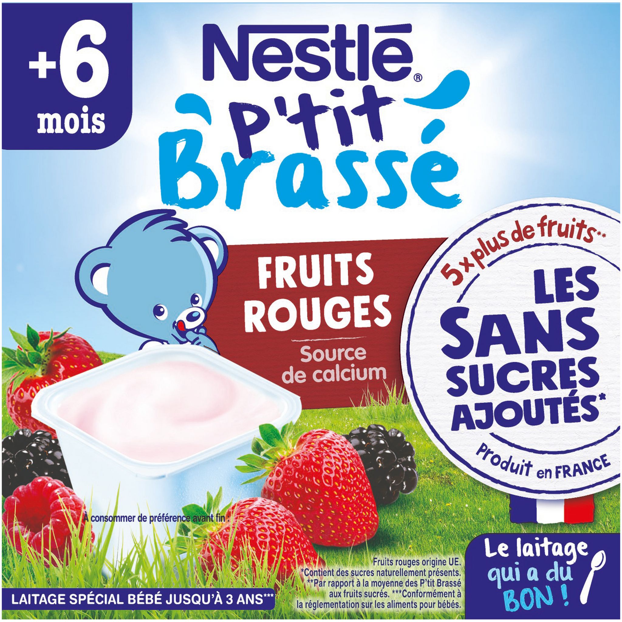 Voir la diapositive 5 : NESTLE P'tit brassé petit pot dessert lacté aux fruits rouges sans sucres ajoutés dès 6 mois 4x90g