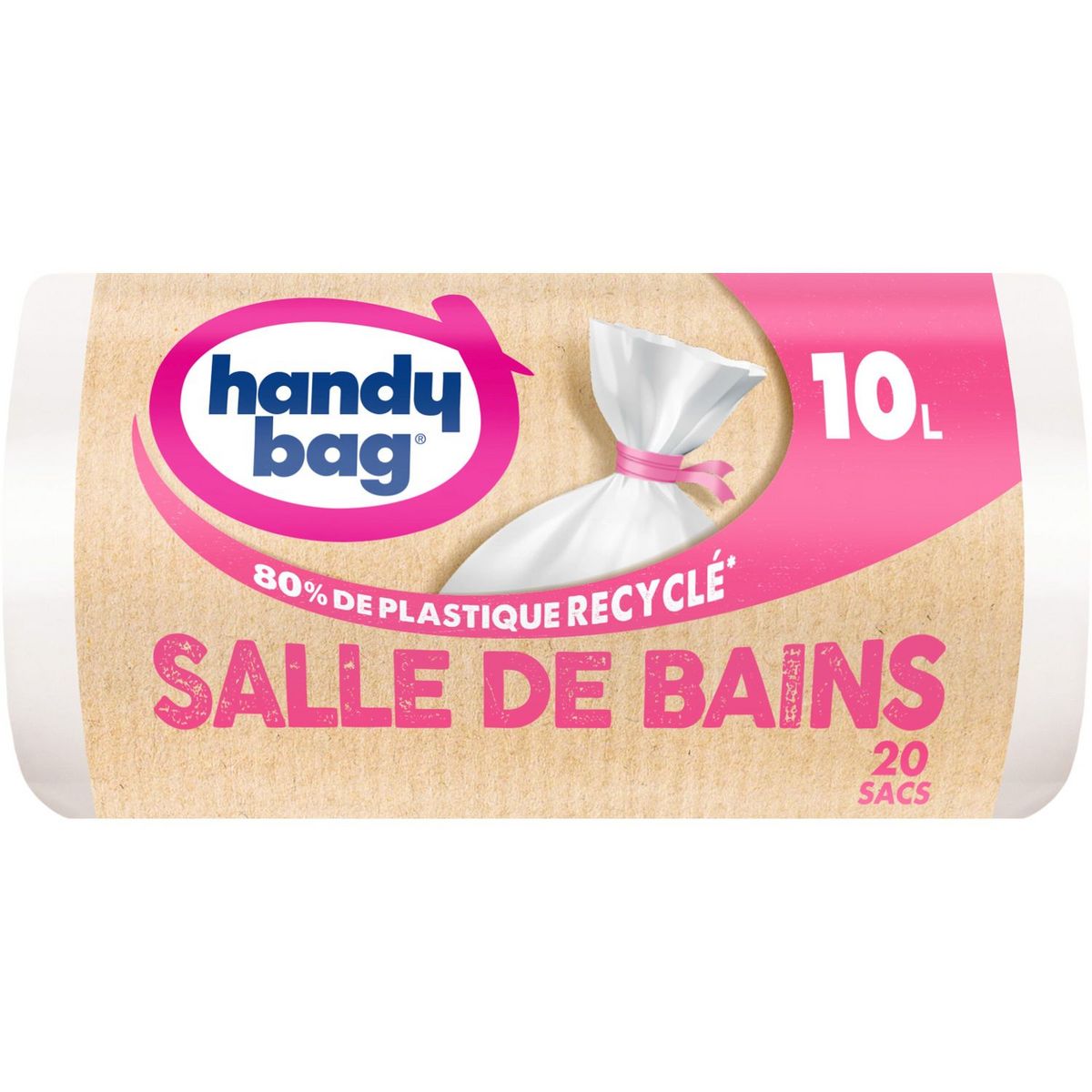 HANDY BAG Sacs poubelles recyclés spécial salle de bain liens détachables 10l 20 sacs