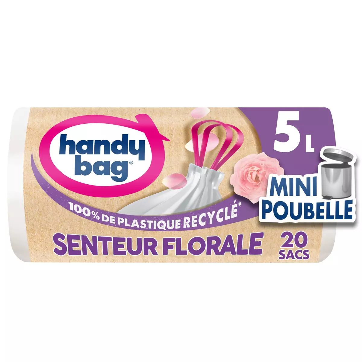 HANDY BAG Sacs poubelle salle de bain senteur florale 5L 20 sacs