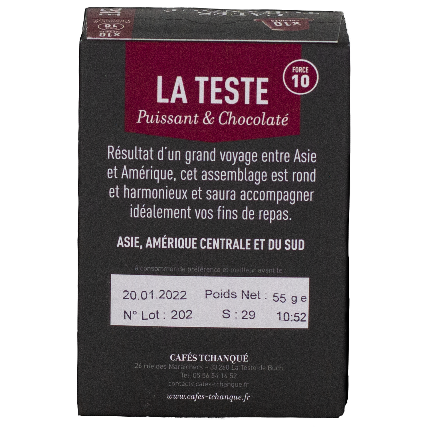 Voir la diapositive 2 : CAFÉS TCHANQUÉ Capsules de café compatibles Nespresso 10 capsules 57g