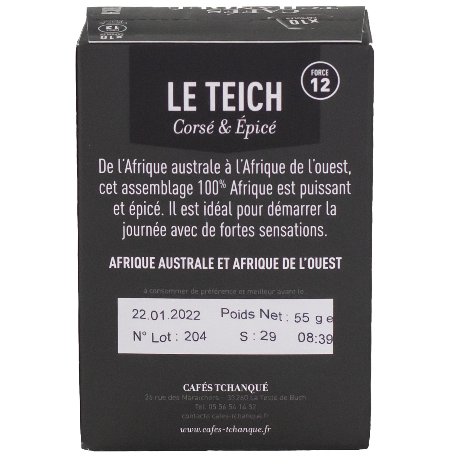 Voir la diapositive 2 : CAFÉS TCHANQUÉ Capsules de café compatibles Nespresso 10 capsules 57g