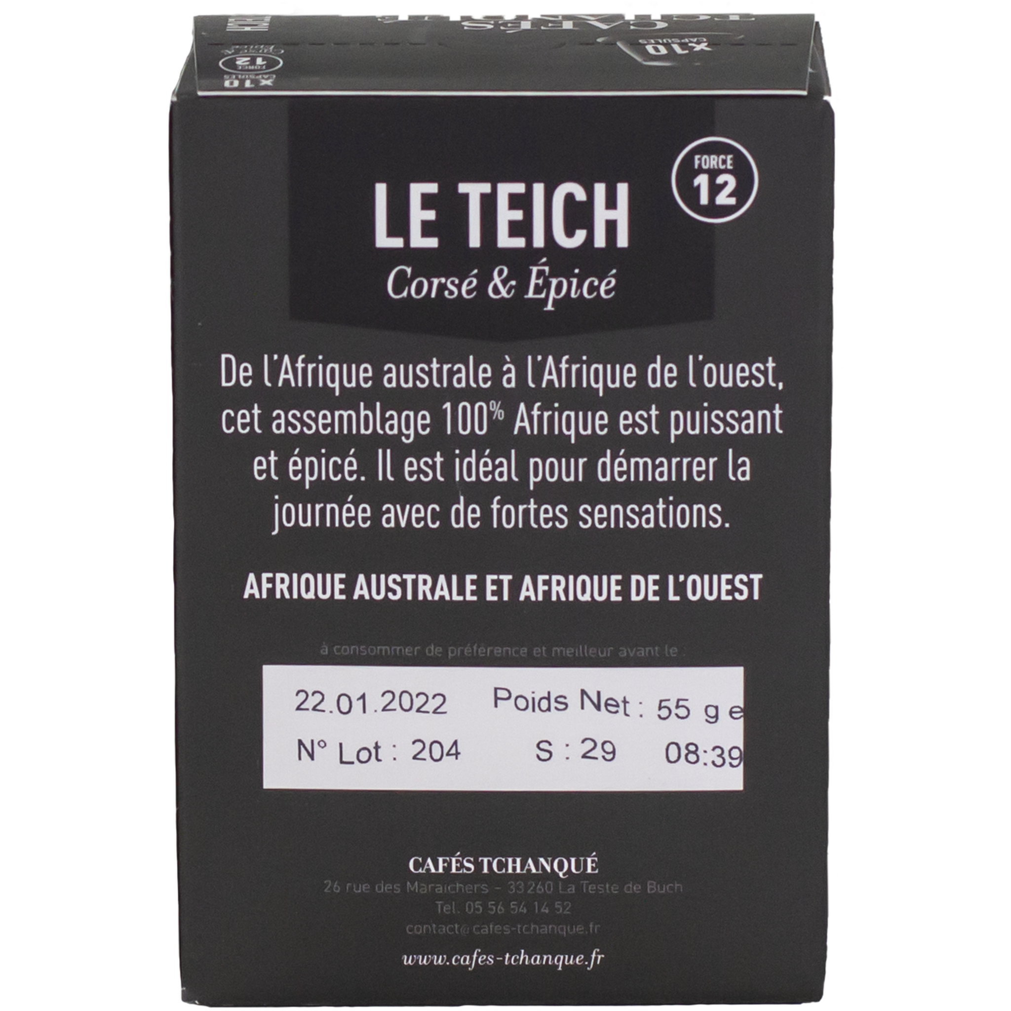 Voir la diapositive 2 : CAFÉS TCHANQUÉ Capsules de café compatibles Nespresso 10 capsules 57g