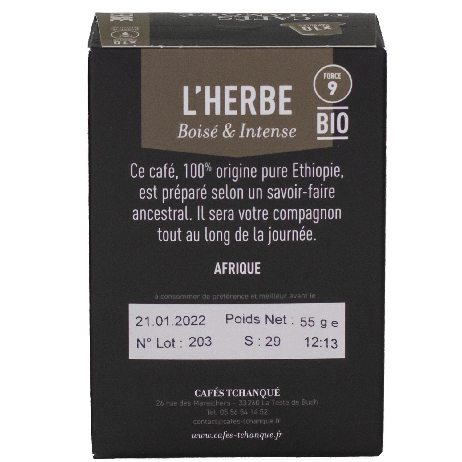Voir la diapositive 2 : CAFÉS TCHANQUÉ Capsules de café compatibles Nespresso 10 capsules 57g