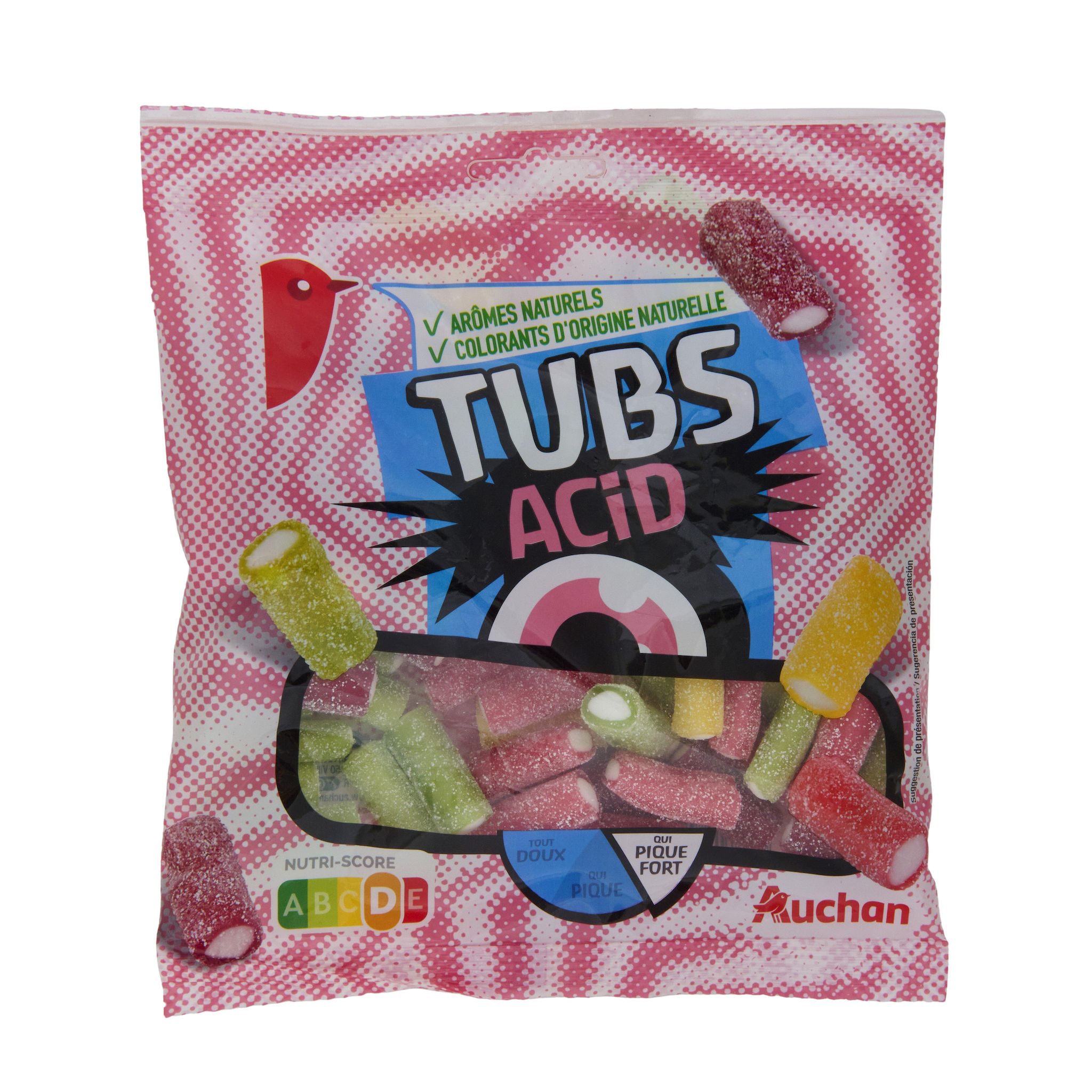 Voir la diapositive 3 : AUCHAN Bonbons gélifiés tubs acid 200g