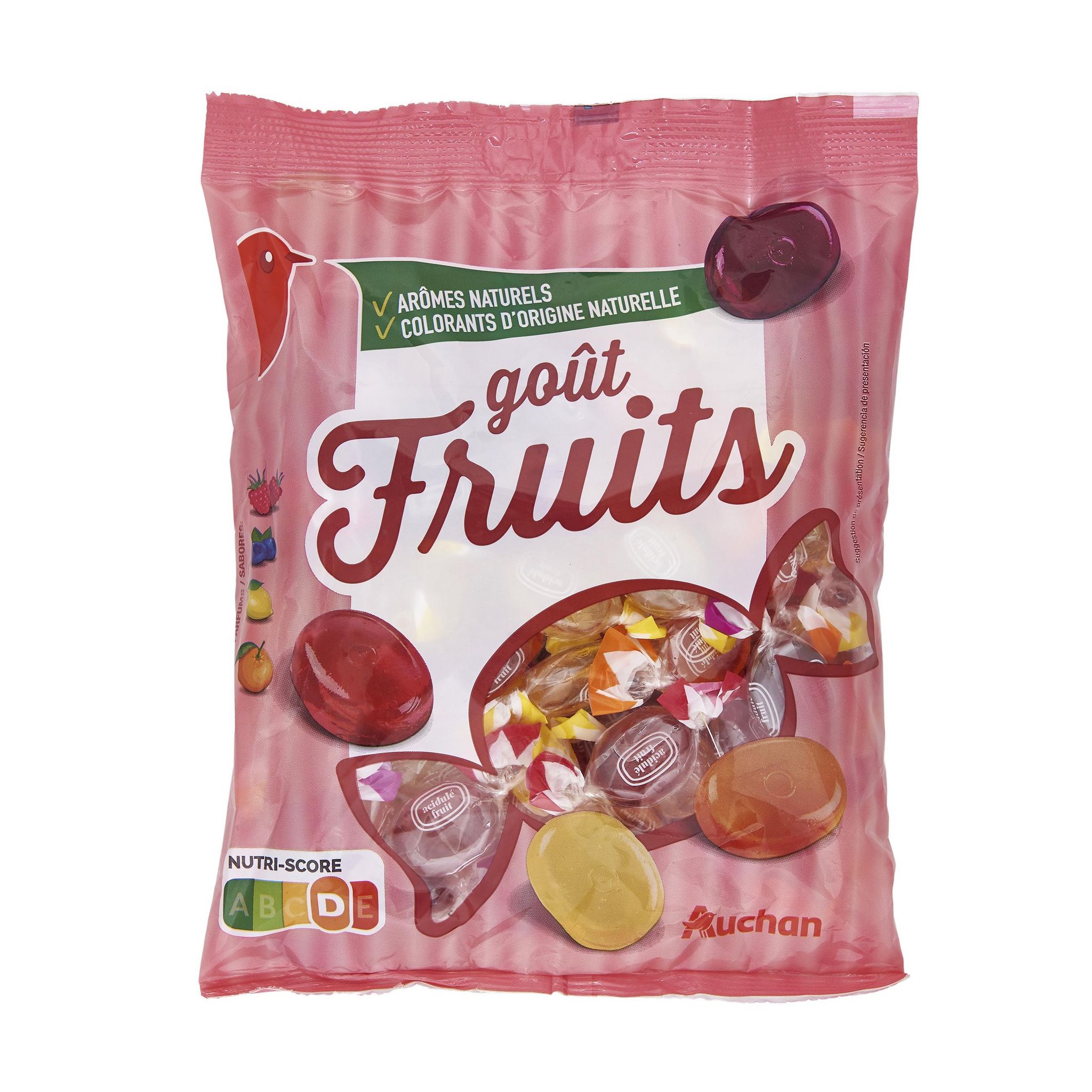 Voir la diapositive 2 : AUCHAN Bonbons durs goût fruits 350g