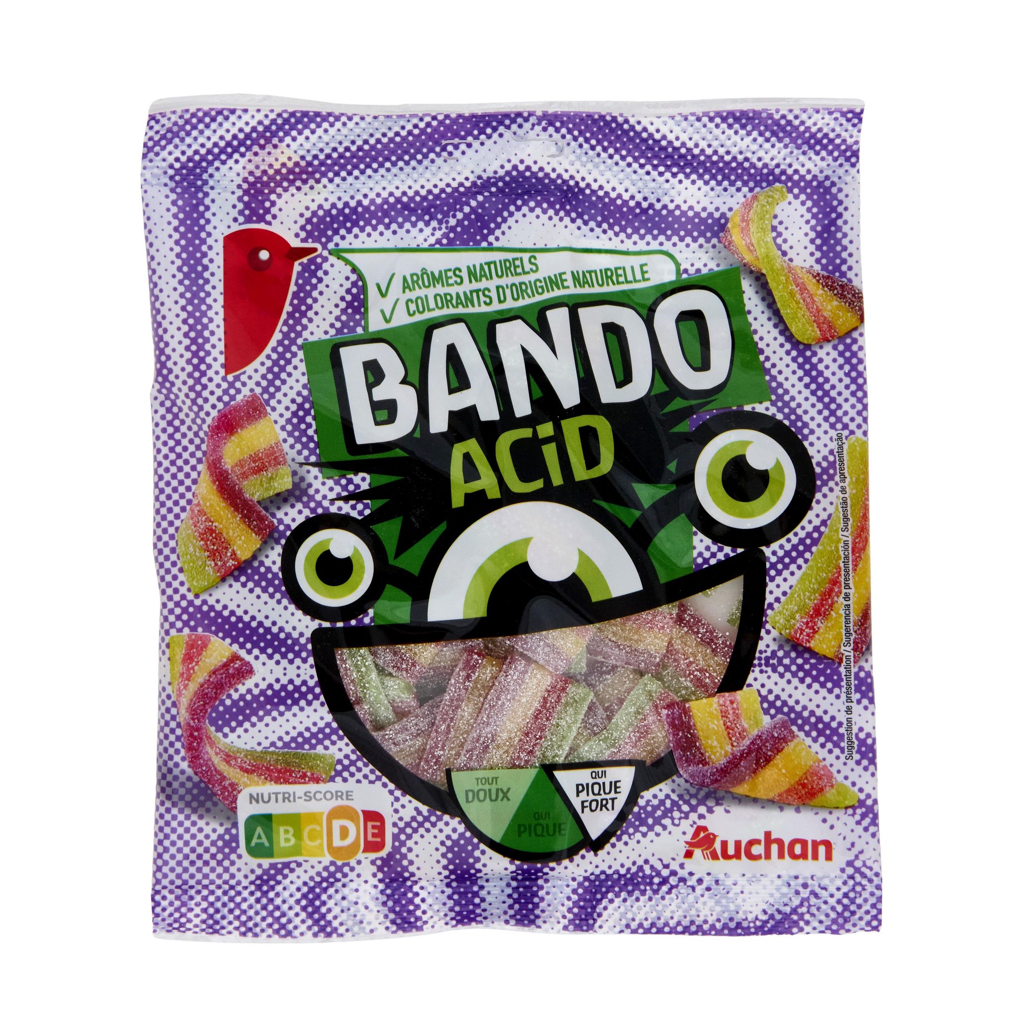 Voir la diapositive 3 : AUCHAN Bonbons bando acid arc en ciel 200g