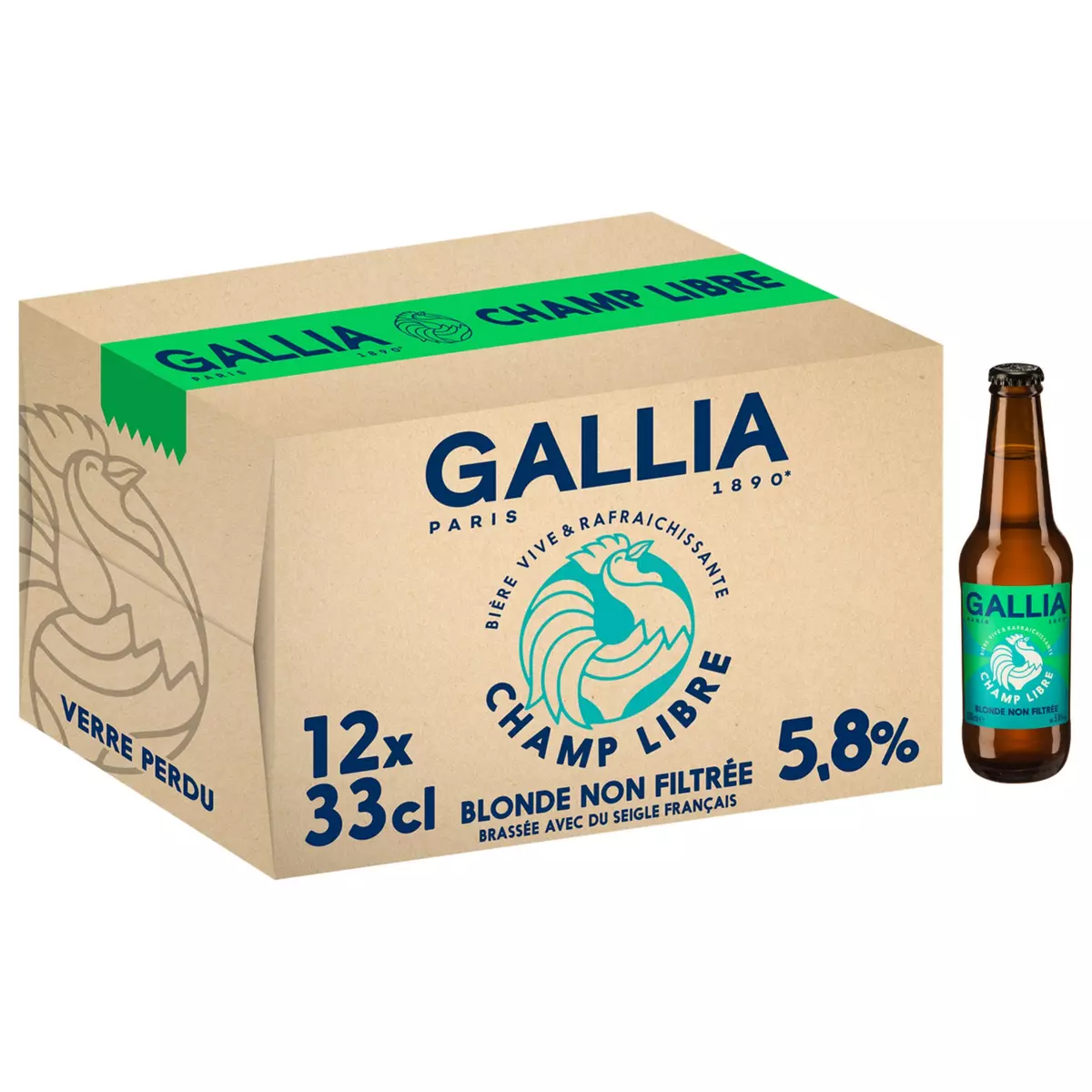 GALLIA Bière blonde Champ Libre 5.8% bouteilles 12x33cl
