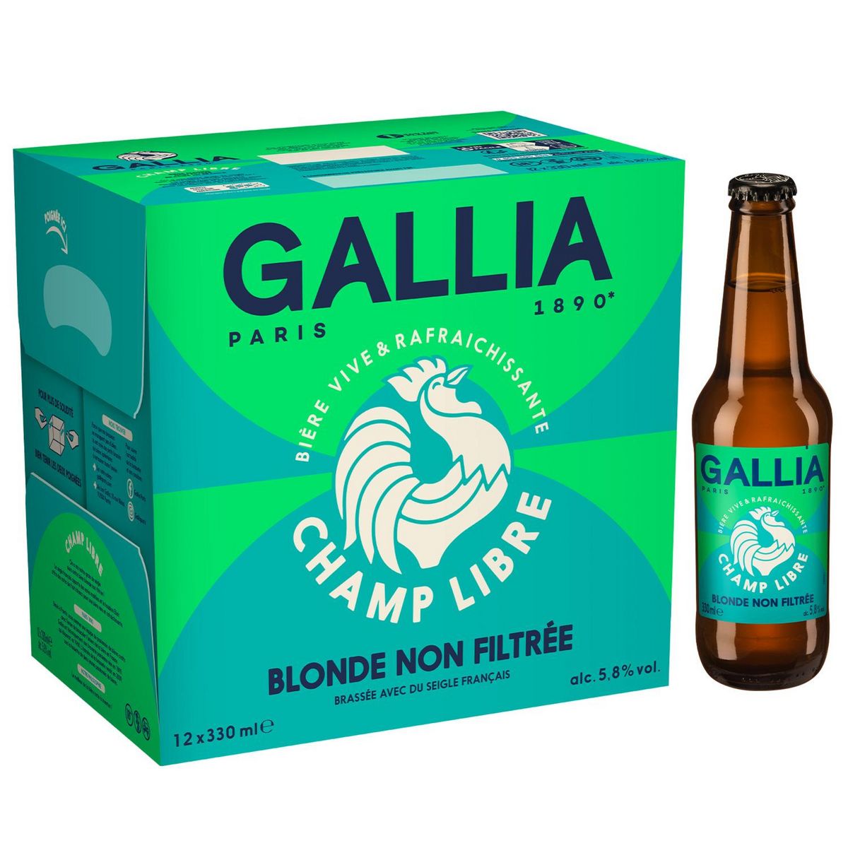 GALLIA Bière blonde Champ Libre 5.8% pack bouteilles 12x33cl