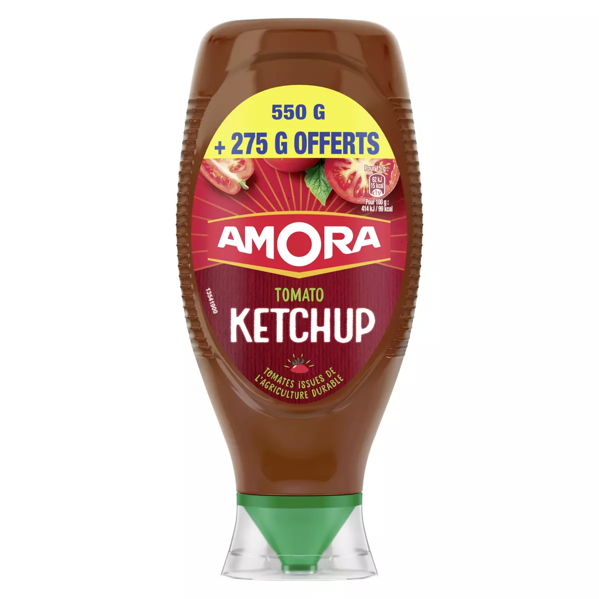 AMORA Tomato ketchup en squeeze top down 550g + 275g offert 825g