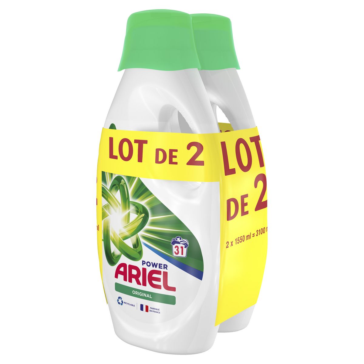 ARIEL Power lessive liquide original 2x31 lavages 2x1.55l