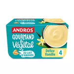 ANDROS Yaourt gourmand et végétal délice vanille au lait d'amande 4x100g