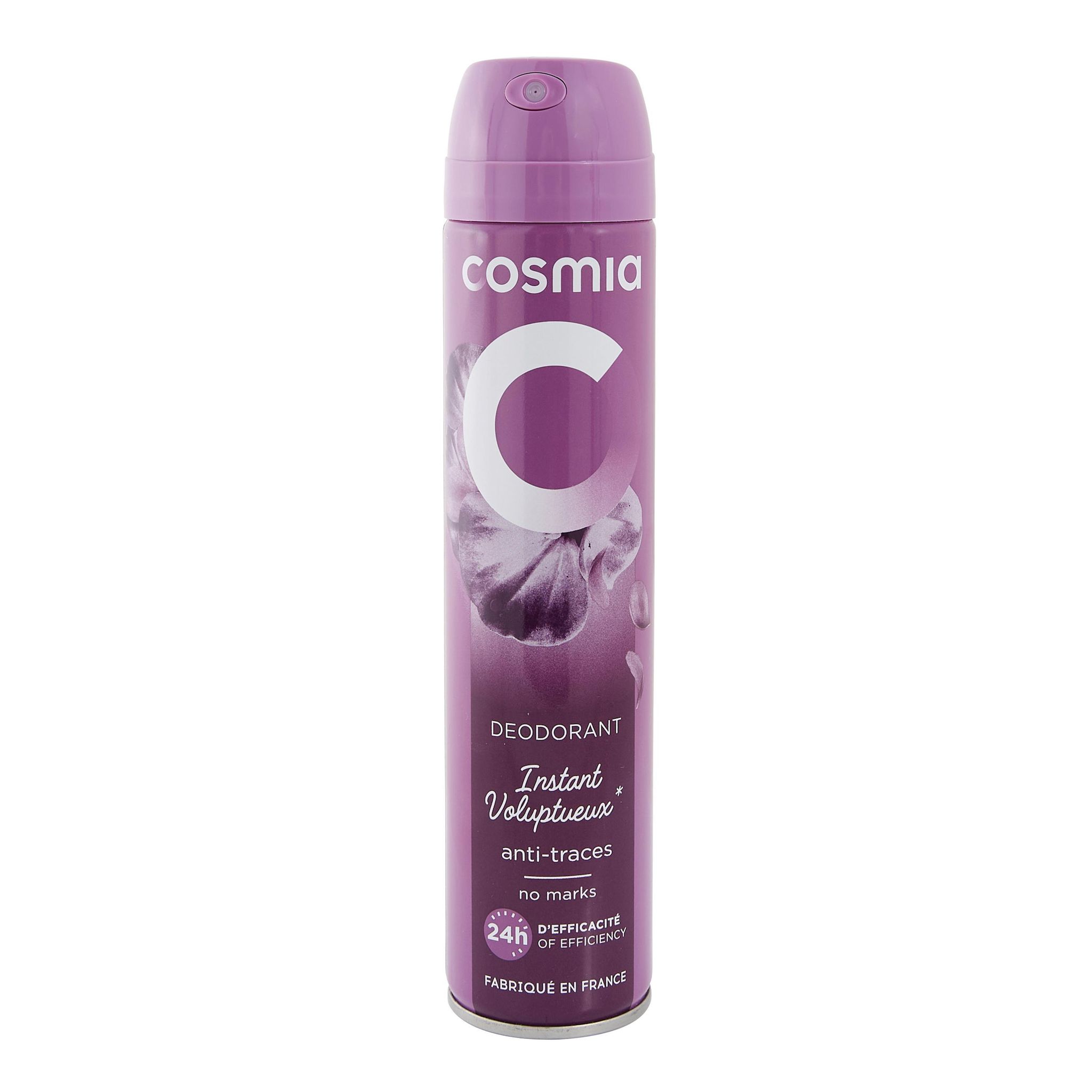 Voir la diapositive 2 : COSMIA Déodorant spray 24h instant voluptueux anti-traces sans sels d'aluminium 200ml