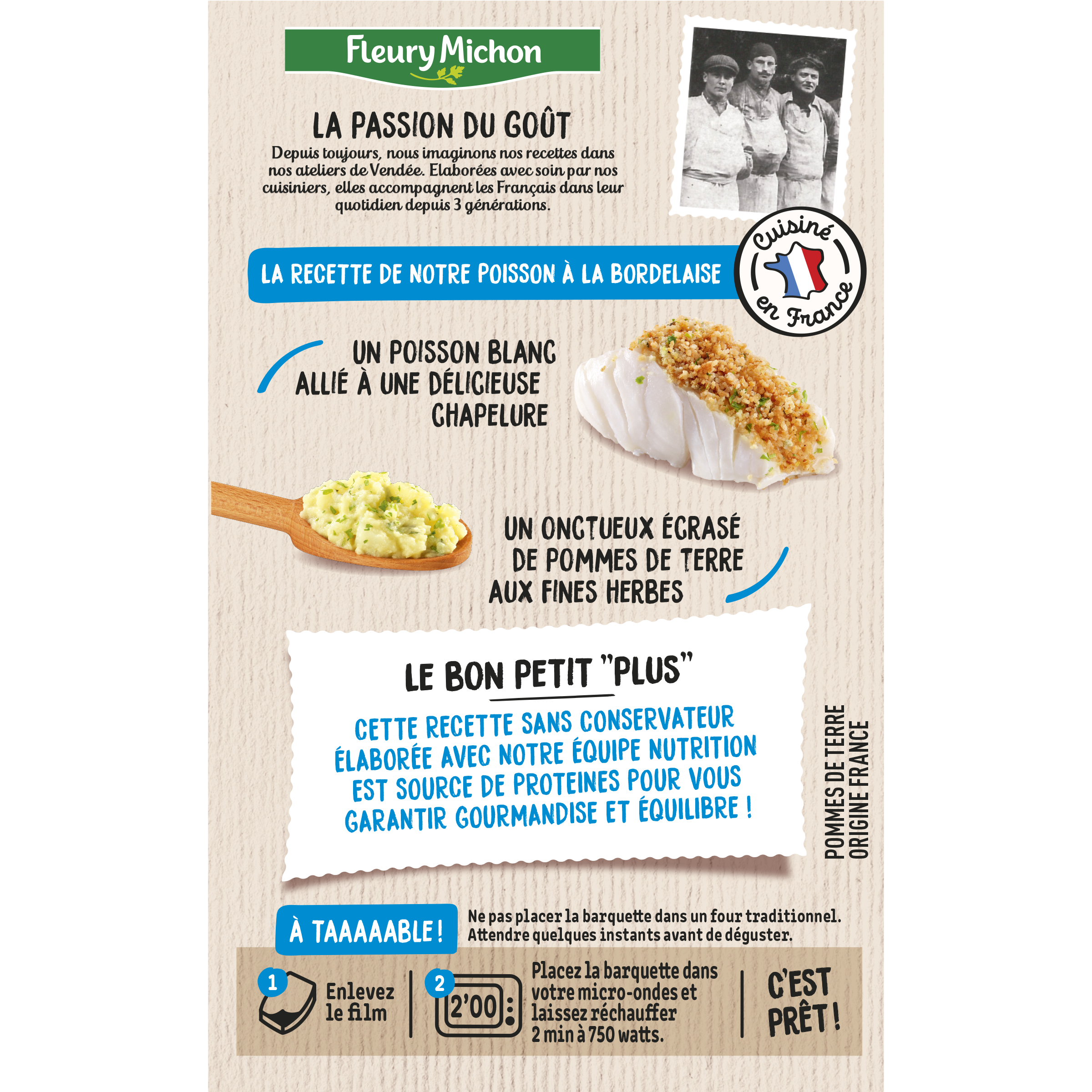 Voir la diapositive 2 : FLEURY MICHON Poisson à la Bordelaise et écrasé de pomme de terre 2 parts 2x300g