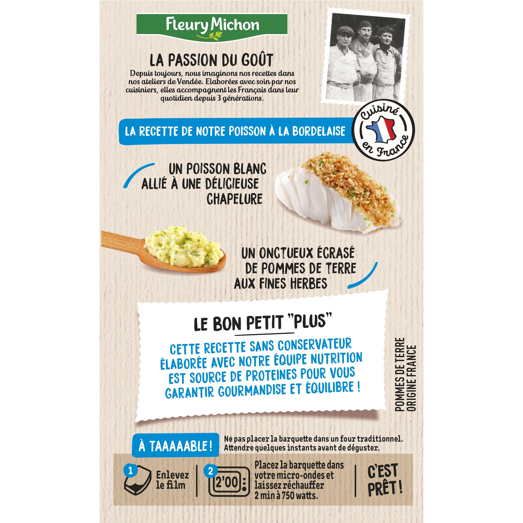 Voir la diapositive 2 : FLEURY MICHON Poisson à la Bordelaise et écrasé de pomme de terre 2x300g