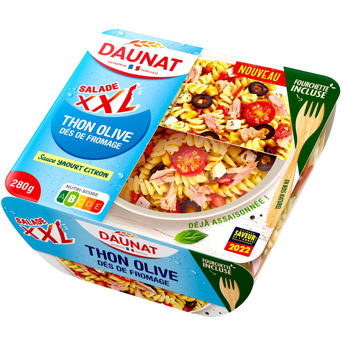 DAUNAT Salade XXL Thon olive fromage sauce yaourt citron 280g