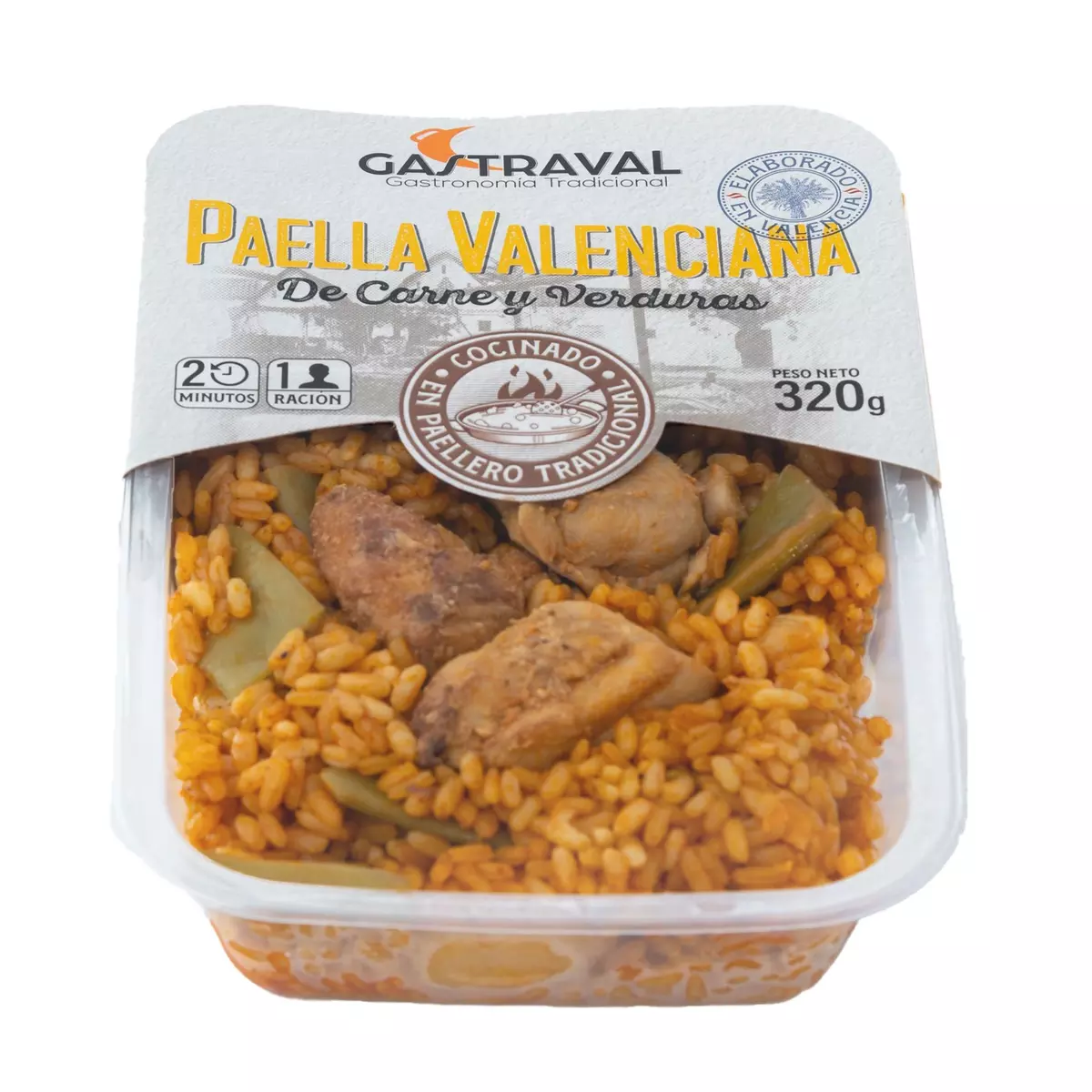 GASTRAVAL Paella Valenciana à la viande et aux légumes 1 portion 320g