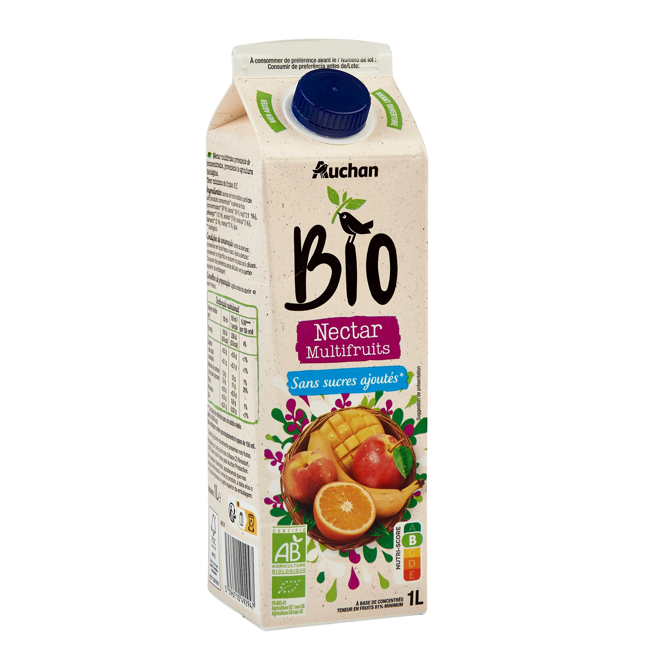 Voir la diapositive 2 : AUCHAN BIO Nectar multifruits 1l