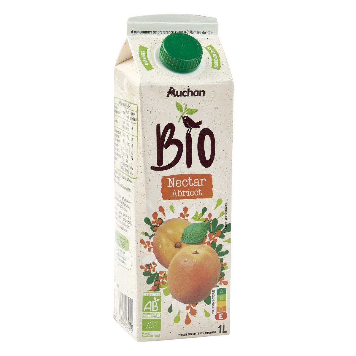 AUCHAN BIO Nectar abricot bio 1l